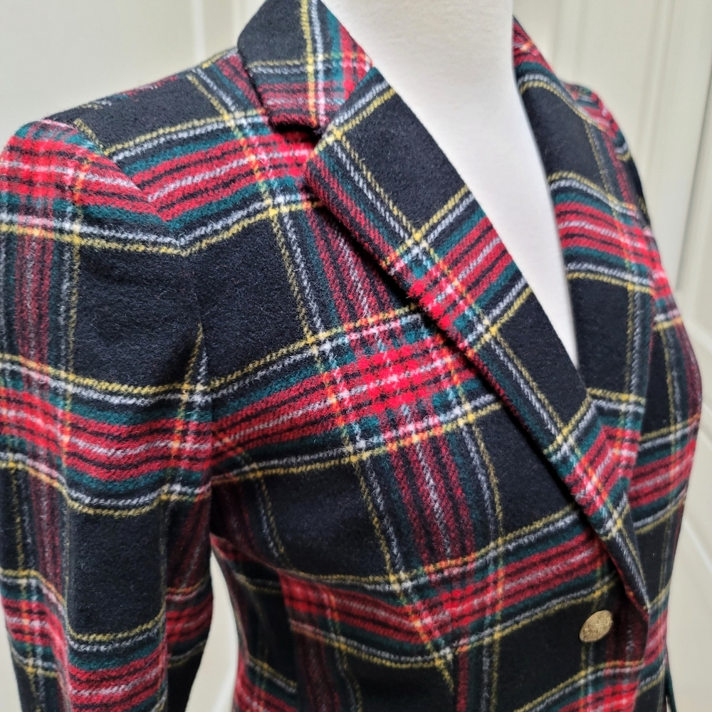 New J.Crew Wool-blend schoolboy blazer Black Tartan Plaid - Picture 6 of 12